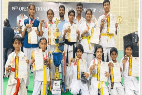 B Priyanka Kumari of class X won silver medal and selected to Nationals Dinesh Karthik of Class IX, Sidharth Shanker & Hem Charan of Class-X, M Sai Aadhya of Class-VI , Bala Srujan of Class V won Bronze Medals in the CBSE South Zone Taekwondo Championship