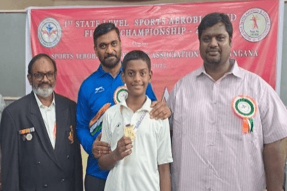 Shashank of class 7 won a silver medal in the National Aerobics/ gymnasium competitionp
