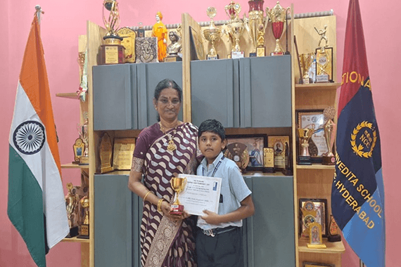 Ashvik of class V stood the fifth in U 11 state level chess tournament.