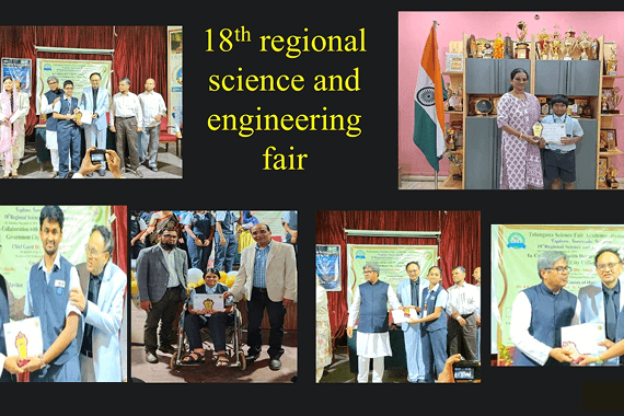 Sai Sannidhya, Digantika Hui, Shaik Kaheesha of class XI, Mohnish Srinivas of class X, Mohammed Mubashir of class 8 and Mokshith Ranga of Class V secured first prize in the 18th regional science and engineering fair held at Telangana Science Fair Academy.
