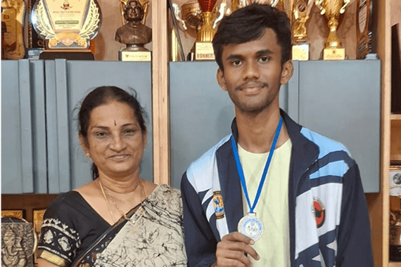 M Sai Karthikeya Class X won silver medal in U 17 Taekwondo SGFI Hyderabad District Level tournament.