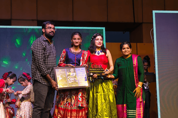 Ananya Karthik of class 8 was felicitated as the young South India Influencers and Bloggers award for her  achievements in the field of Bharatanatyam. This award was presented by the Multai Digital Media group, Telangana