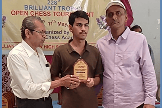 Shivansh Mishra Class X secured the Second Position in the Open Chess Tournament titled the 228th Brilliant Trophy